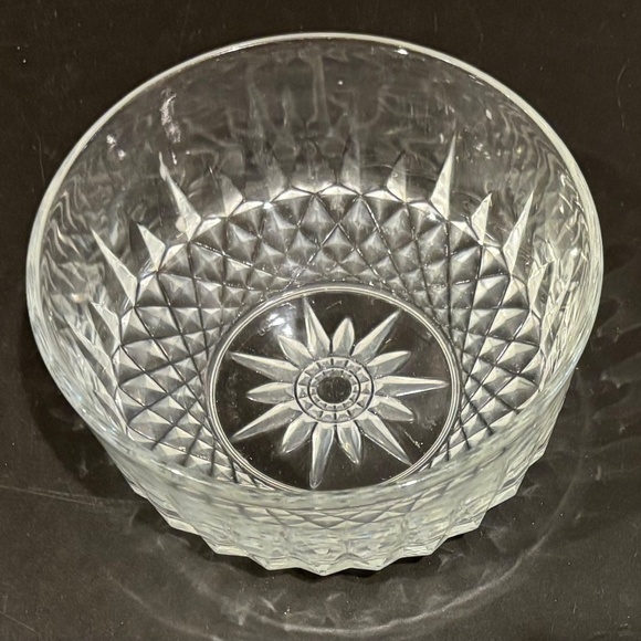 Vtg Arcoroc France Sunburst/Diamond Glass Serving Bowl + Ind. - Picture 2 of 7
